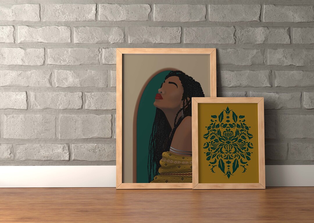 Black Woman Art Set of 2 Printable, African American Art, Black Girl ...