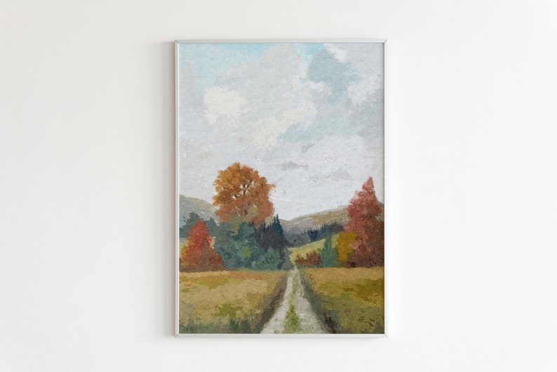 Autumn Muted Road Landscape Print, Fall Tree Scene Printable Wall Art, Fall Wall Art, Country Farmhouse Print, instant download image 8