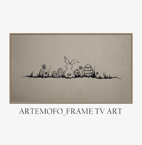 Samsung Frame TV Art Easter Bunny Egg Flowers Neutral / Digital TV Art instant download / Mid Century Wall Decor / Easter flower / lg tv art