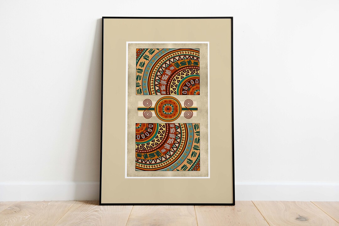 Ivory Coast African Pattern Canvas Wall Art Ethnic Geometric and National Motto TS04 main image 1