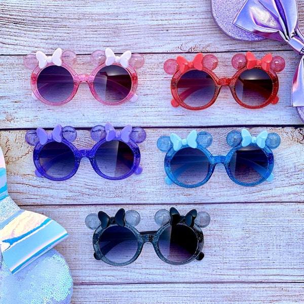 Colorful Kids Sunglasses Minnie Sunglasses Toddler Girl Minnie Bow sunnies Mouse Sunglasses for Girls Mouse Ears Sunnies for Girls