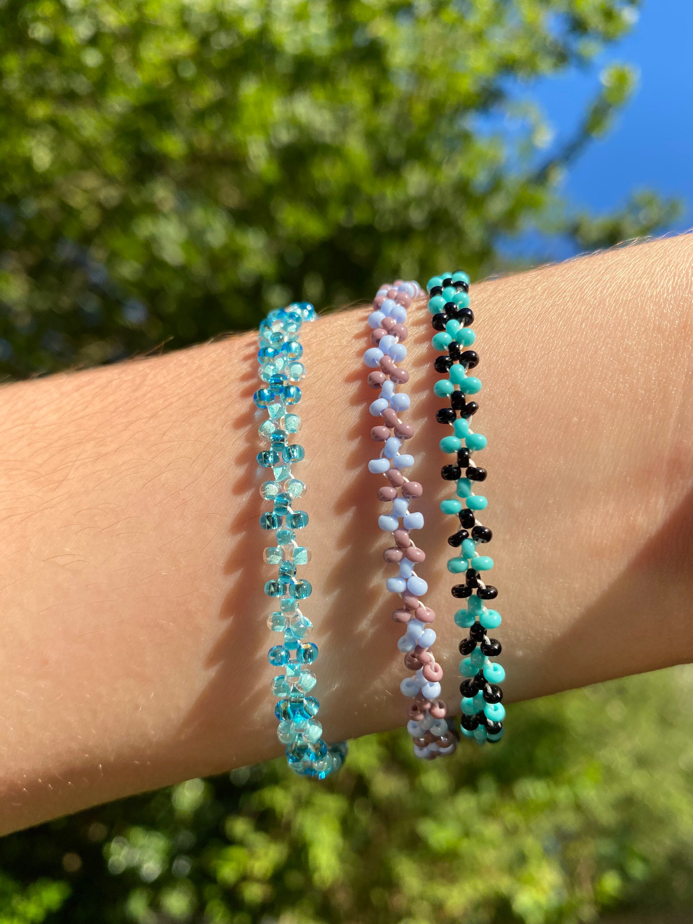 Set of 3 Seed Bead Bracelets With Made With Love Charm by