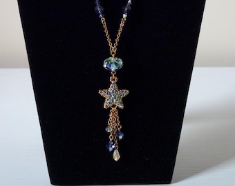 Kirks Folly - Collana con ciondolo a stella - Catena color oro con strass viola