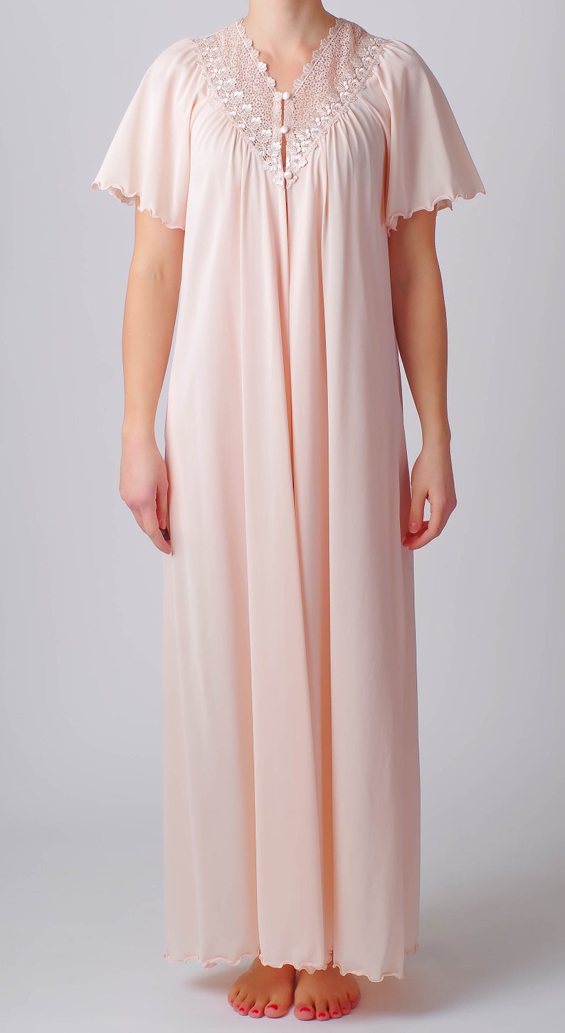 Powder Robes Powder Pink Silky Robe With Lace Neck Detail Shadow Line Small - Etsy