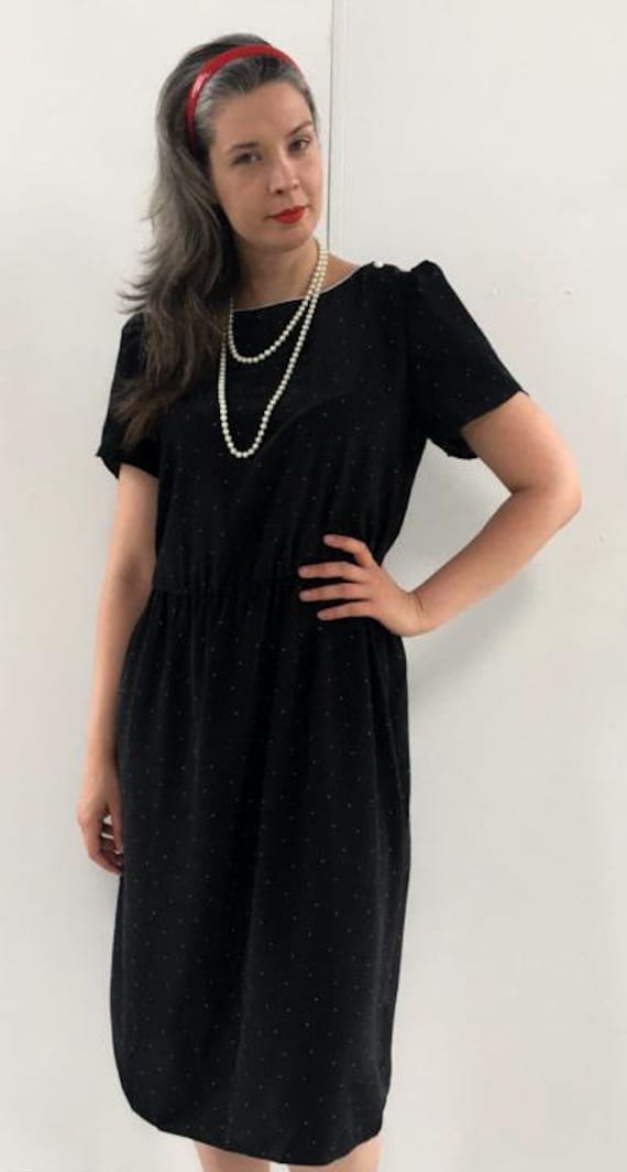 Black Polkadot Midi Dress