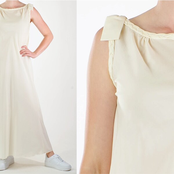 60’s/70’s Vintage Ivory Christian Dior Silk Blend Nightgown/Slip Dress - B. Altman Co. - Small