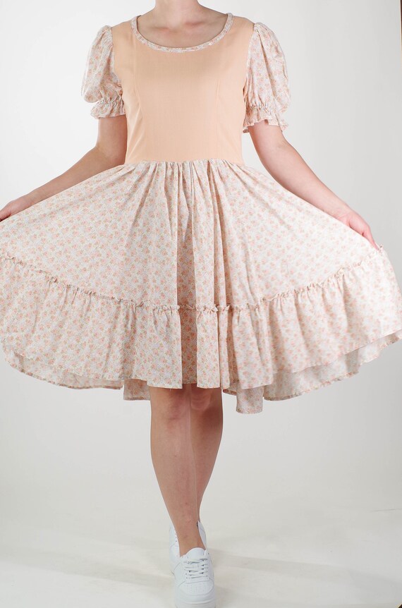 Vintage Square Dancing Dress With Peach Bodice, P… - image 4