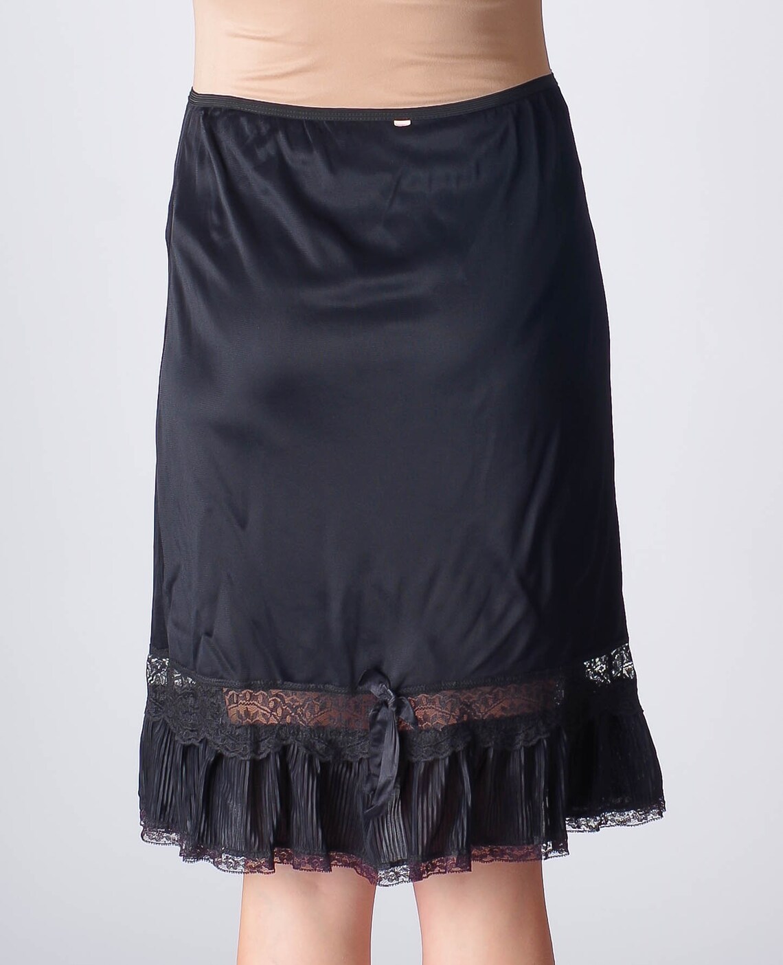 Black Half Slip With Lace and Ruffle Hem and Shadow Panel - Etsy