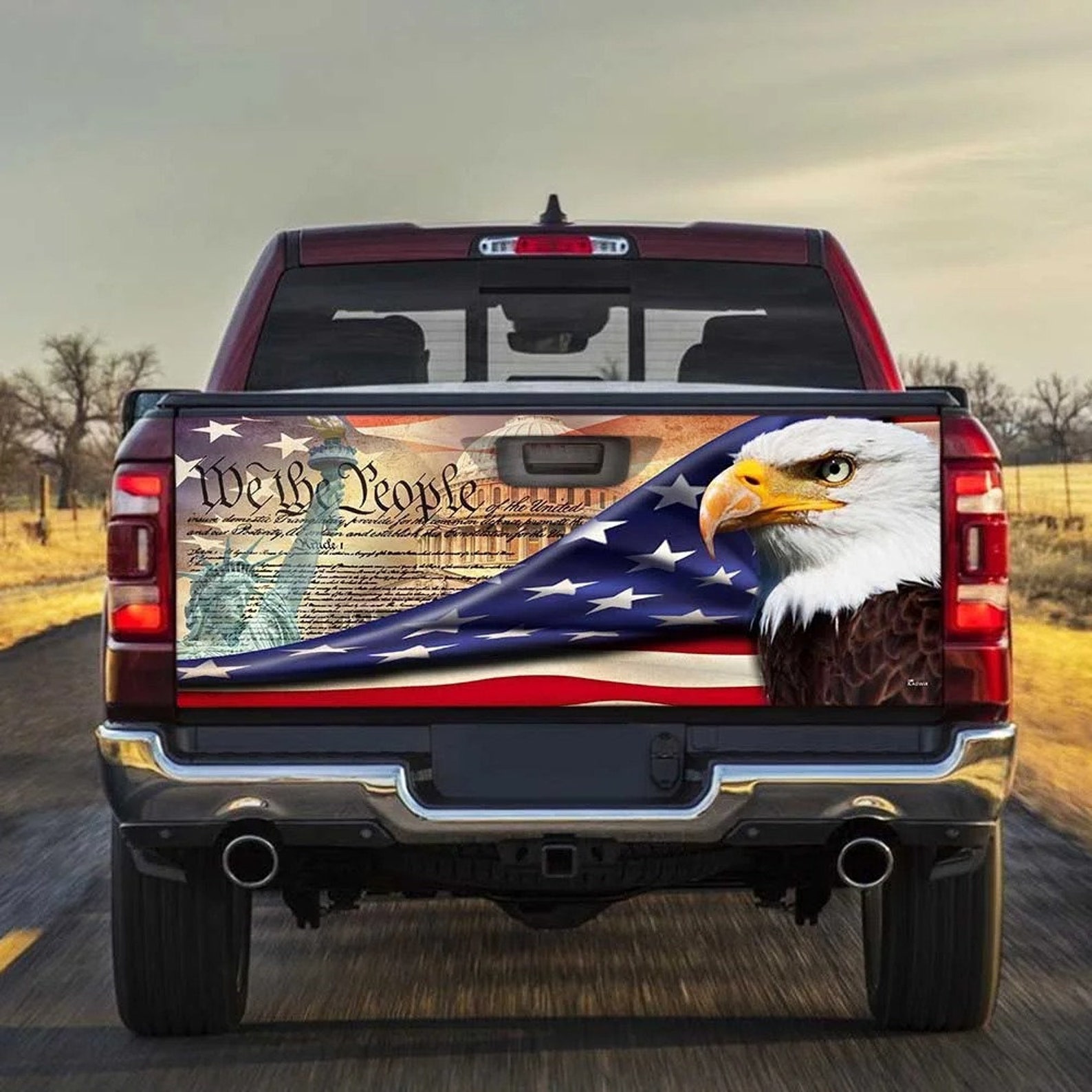 American Eagle Truck Tailgate Decal Sticker Wrap Patriotic Etsy