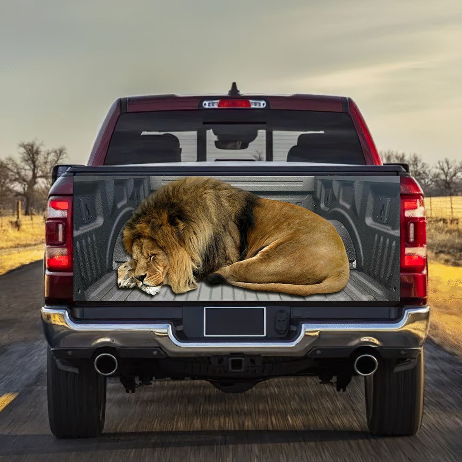 Lion Decal Truck Tailgate Wrap 3D realistic Lion in Car Etsy