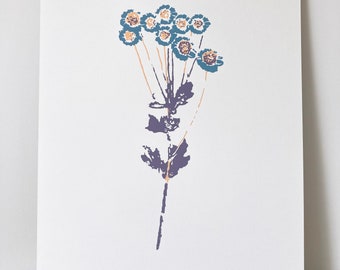 Blue Daisy Floral Screen Print A3