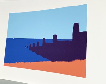 Seascape Beach Print (Tankerton Beach) A3
