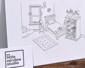 Bespoke keepsake line drawing 10x8''