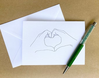Personalised Hands Heart Symbol Card A6