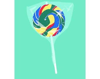 Lollipop (Turquoise) Screeprint A3