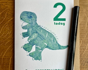 Personalised Age Dinosaur Birthday Greeting Card A6