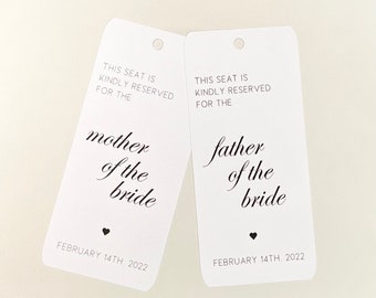 Wedding Seating Tags, Ceremony Tags, Seating Chart, Wedding Reserved Seating Tag, Wedding Chair Tag, Wedding Accessory