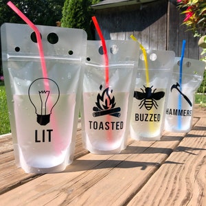 Set of 4 Drink Pouches, Drink Pouch, Booze Bags, Adult Drink Pouch, Beach Accessory, Pool Accessory, Party Favor