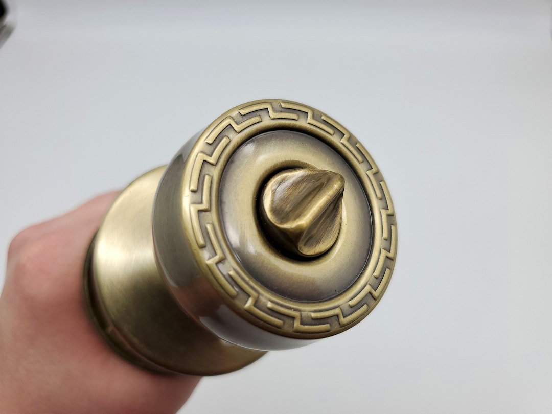 Kwikset Door Knob Grecian Antique Brass Keyless Exit Lock Etsy