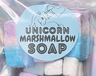 Unicorn Marshmallow Soap | Handmade Vegan Soap | Gummy Bear Scented Soap | Fruity Scented Homemade Soap | Bath Soap for Kids | Glitter Soap