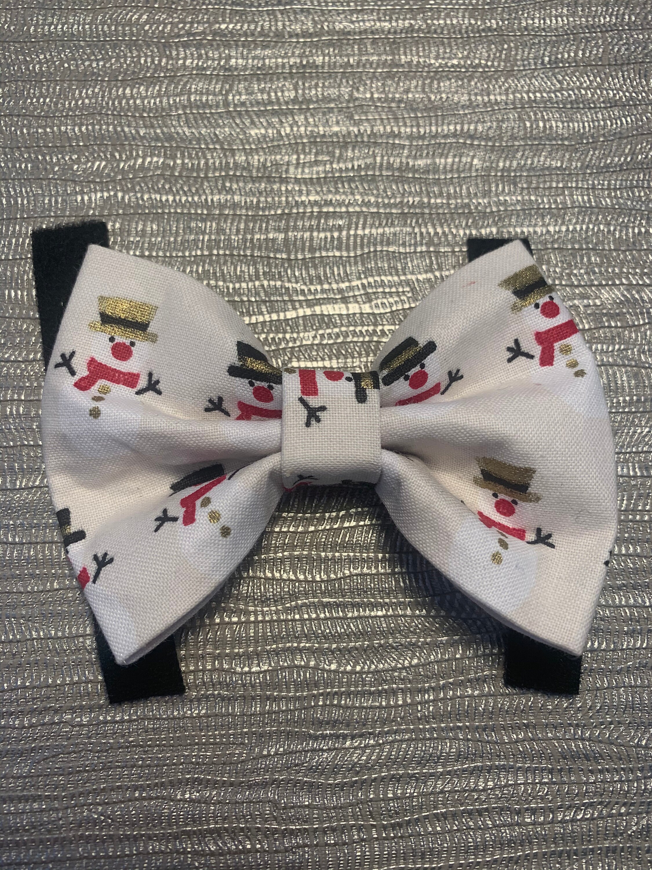 The Snowman Bow Lovingly Handmade Snowman Print Dog Bow Tie Etsy