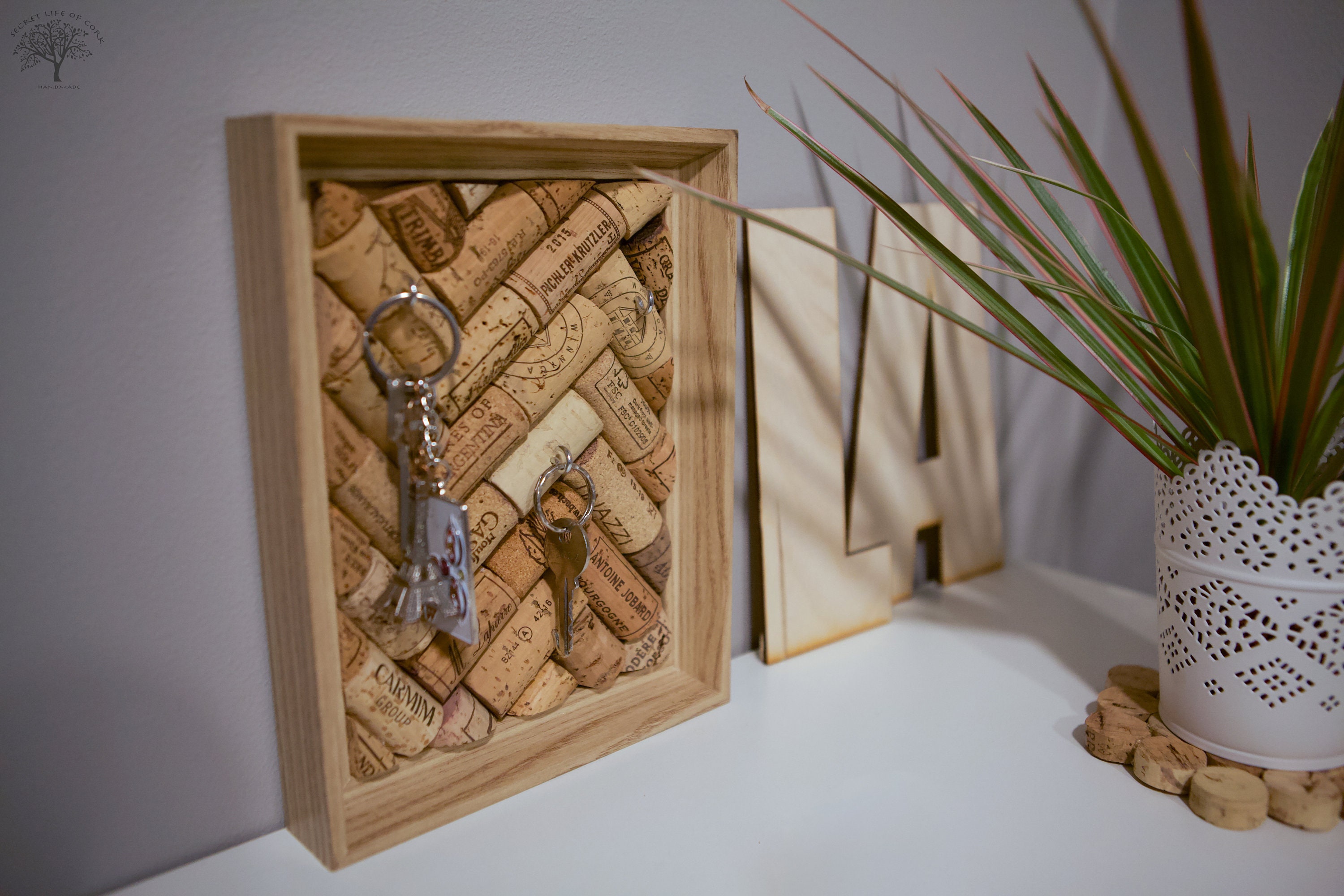 Cork board Key Hanger Holder Organizer 9x7x15in recycled wine Etsy