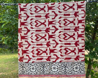 Hand Block Print Cotton Sarong, Beach Cover Up, Indian Pareo, Boho Beach Wrap, Handmade Cotton Sarong