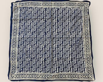 Sciarpa quadrata in cotone stampata a mano, hijab per donna, foulard in cotone, regalo, mascherina per il viso da donna, copricapo hijab, copricapo fatto a mano