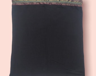 Zwarte Kleur Mooie Katoen zijde Border Sarong/Pareo/Sjaal/Dupatta/Sjaal/Strand wrap