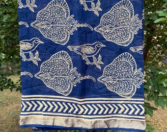 Płaszczka i wróbel Bloki Ręcznie drukowany sarong, piękny szalik, ręcznie robiony pareo, bawełna, sarong zawijany dupatta, plażowe narzutki