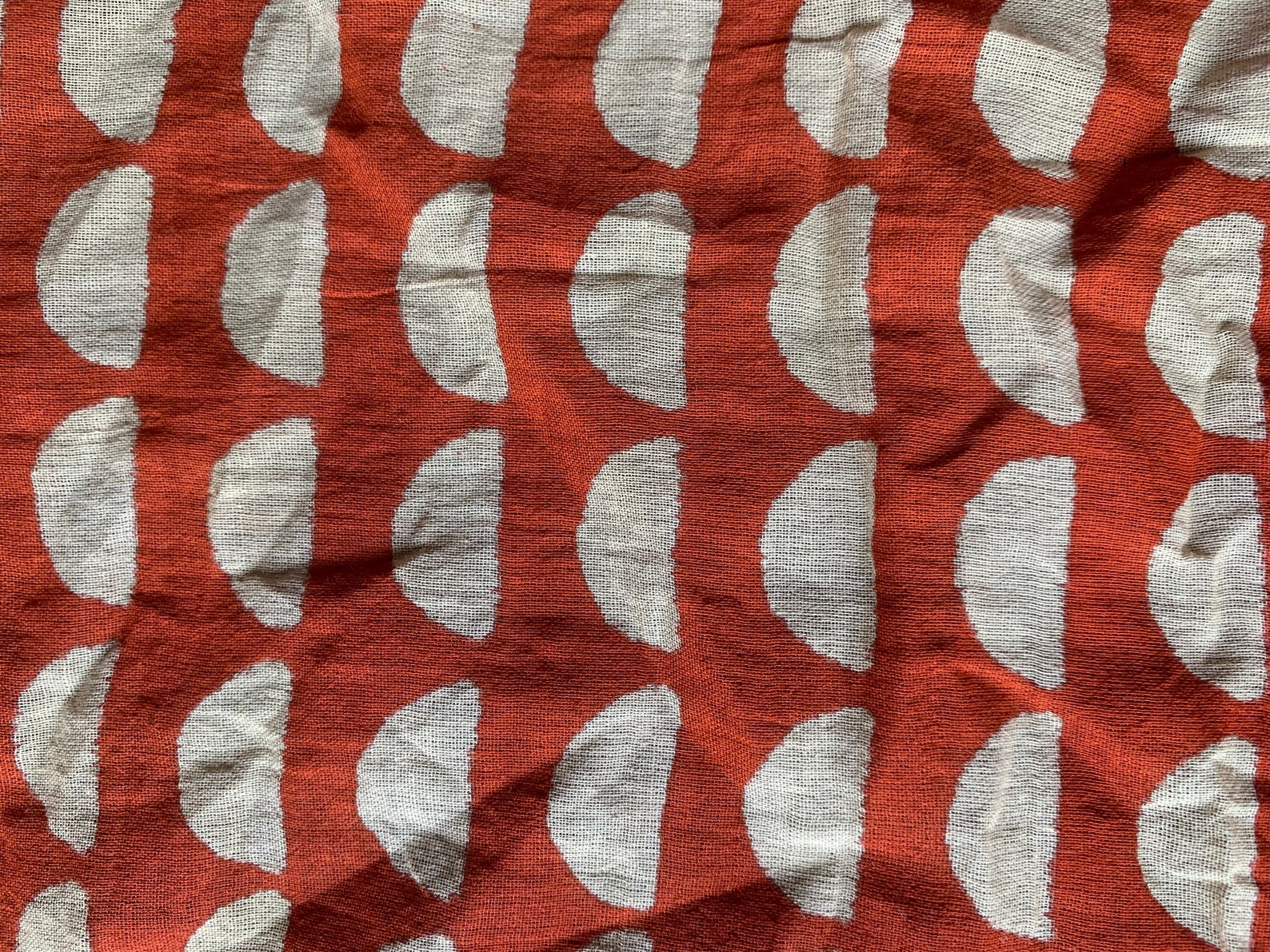 Red Half Moon By the Yards Hand Block Printed voile Fabric Etsy
