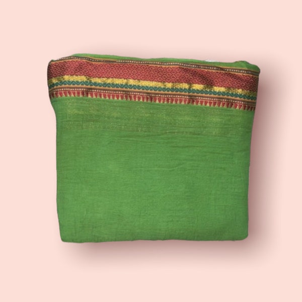 Greenery Green Colour Beautiful Cotton silk Border Sarong/Pareo/Shawl/Dupatta/Scarf/Beach wrap