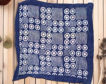 Hand Block Print Cotton Bandana, Boho Head Scarf, Handmade Indian Bandana, Unisex Neckerchief, Festival Hair Scarf