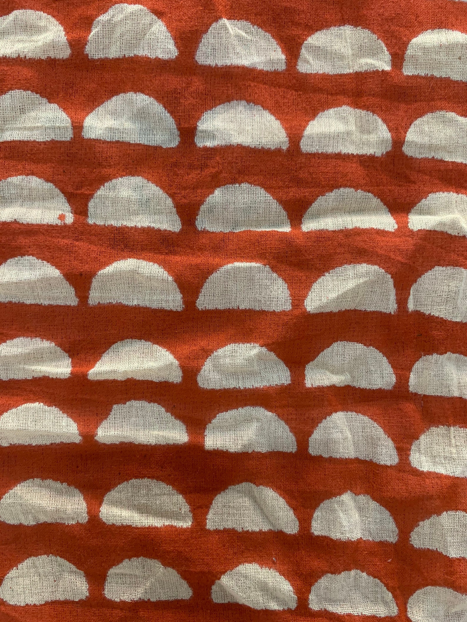 Red Half Moon By the Yards Hand Block Printed voile Fabric Etsy