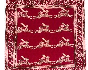 Hand Block printed Indian cotton Bandana,Foulard,Neckerchief,Necktie Face Mask,Hijab,Hand Made Gift for Mom,Dad,Wife,Husband