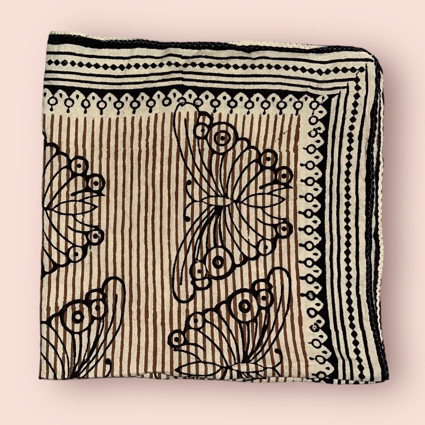 Hand Block print Organic Indian cotton Bandana,Foulard,Neckerchief,Necktie,Face Cover,Hair Band,Hijab,HandMade Gift for Mom,Dad,Wife,Husband