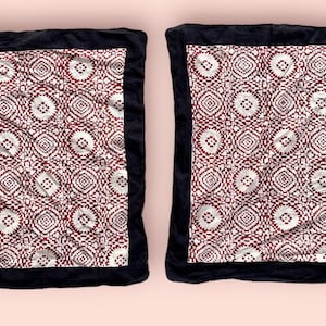 Set of 2 Hand Block print Organic Indian cotton Bandana,Foulard,Neckerchief,Necktie Face Mask,Hijab,Hand Made Gift for Mom,Dad,Wife,Husband