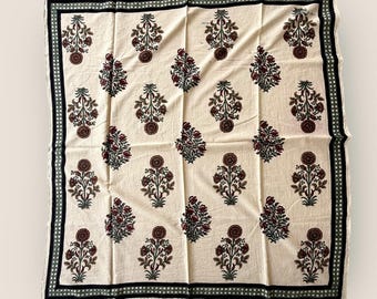 Hand Block Printed Cotton Square Scarf,Hijab for Women, Cotton head scarf,gift,Women face cover,Hijab Head cover,Hand made Head cover