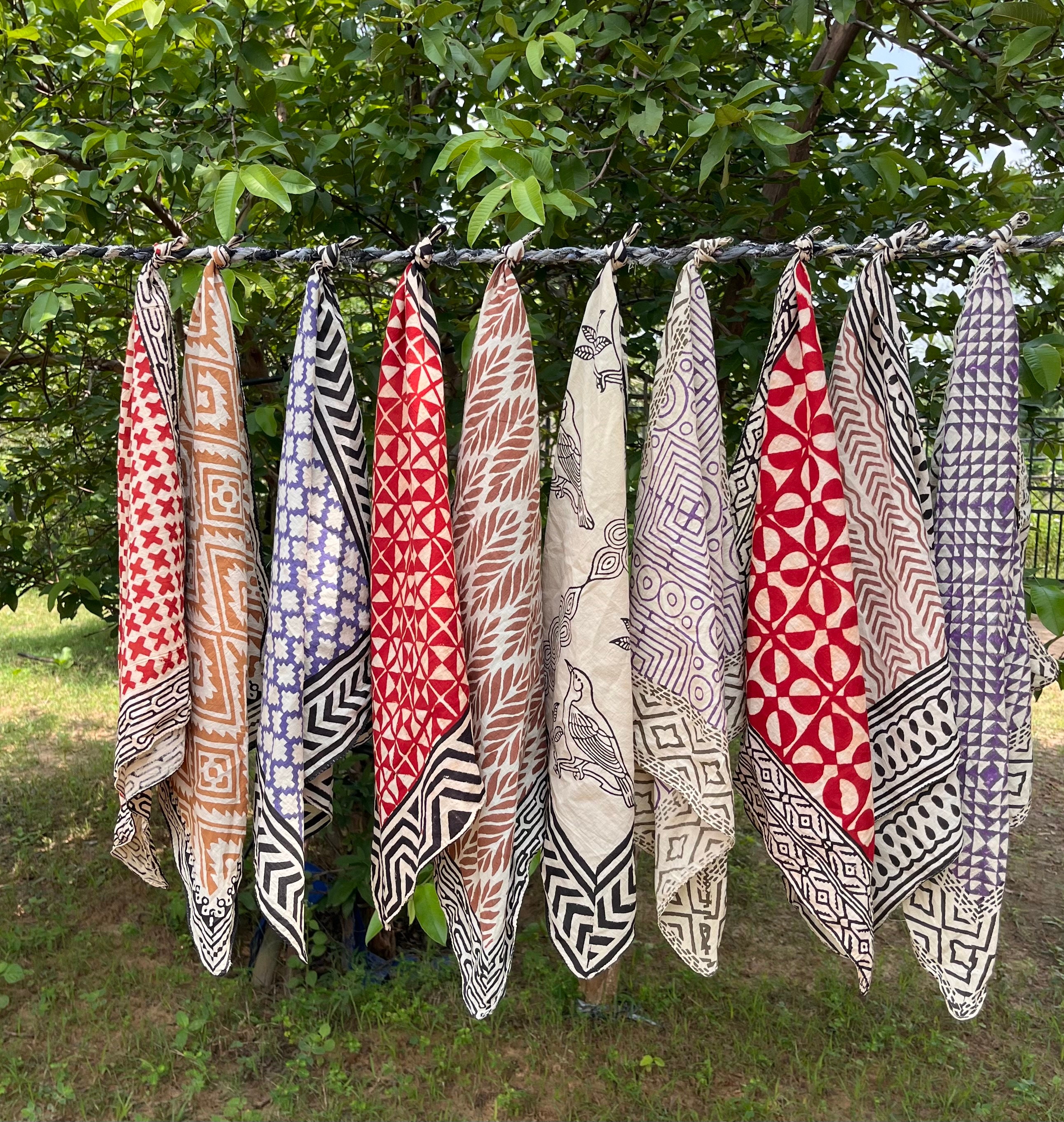 Set of 10 Indian cotton Bandana Scarf,Foulard,Neckerchief,Necktie Face Mask,Hijab,Hand Made Gift for Mom,Dad,Wife,Husband,Gf,Bf