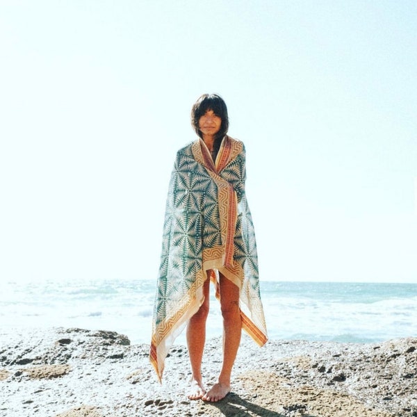 Handblock Gedruckt Strand Sarong für Frauen Strand Schals aus Baumwolle Strand Wrap Pareo Beach Swim tragen Geschenk für ihre Strand Cover Ups Indische Lungi