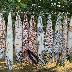 Set of 10 Indian cotton Bandana Scarf,Foulard,Neckerchief,Necktie Face Mask,Hijab,Hand Made Gift for Mom,Dad,Wife,Husband,Gf,Bf