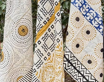 Set of 3 Organic Indian cotton Bandana Scarf,Foulard,Neckerchief,Necktie Face Mask,Hijab,Hand Made Gift for Mom,Dad,Wife,Husband,Gf,Bf