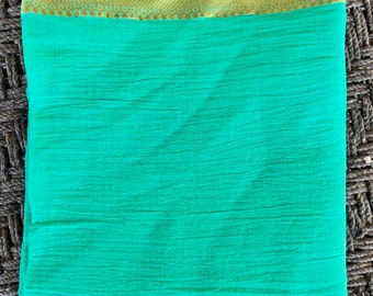 Turquoise colour Beautiful Cotton silk Border Sarong/Pareo/Shawl/Dupatta/Scarf/Beach wrap
