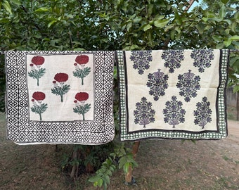 Set of 2 flower print Indian cotton Bandana Scarf,Foulard,Neckerchief,Necktie Face Mask,Hijab,Hand Made Gift for Mom,Dad,Wife,Husband