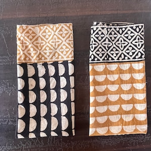 Set of 2 Hand Block print Organic Indian cotton Bandana,Foulard,Neckerchief,Necktie Face Mask,Hijab,Hand Made Gift for Mom,Dad,Wife,Husband
