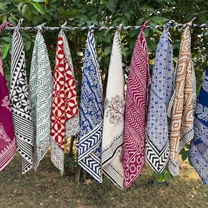 Set of 10 Indian cotton Bandana Scarf,Foulard,Neckerchief,Necktie Face Mask,Hijab,Hand Made Gift for Mom,Dad,Wife,Husband,Gf,Bf