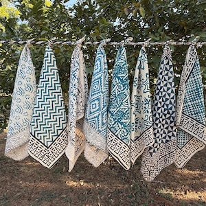 Set mit 8 Türkis Farbe indische Baumwolle Bandana Schal,Foulard,Halstuch, Krawatte Gesichtsmaske,Hijab, handgemachte Geschenk für Mama, Papa, Frau, Ehemann, Gf