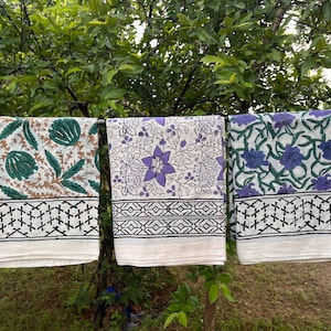 Set of 3 Natural Vegetables colour Indian Beautiful Hand block print Pareo, sarong, Jaipur print,Ladies Scarf,Jaipur Print,Beach Scarf