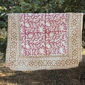 Handblokprint biologisch Indiaas katoenen bandana, Foulard, halsdoek, stropdas gezichtsmasker, hijab, handgemaakt cadeau voor moeder, vader, vrouw, echtgenoot