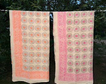 Pack Of 2 Indian Beautiful Hand block print Pareo, sarong, bagru print scarf,Ladies Scarf,Jaipur Print,Beach Scarf